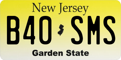 NJ license plate B40SMS
