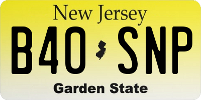 NJ license plate B40SNP
