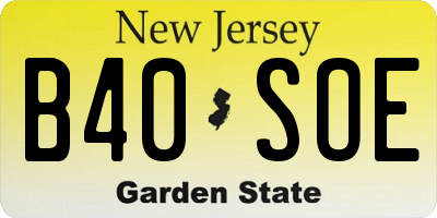 NJ license plate B40SOE