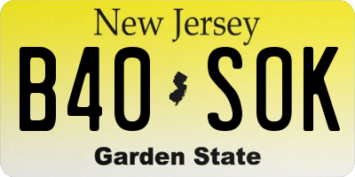 NJ license plate B40SOK