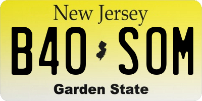 NJ license plate B40SOM