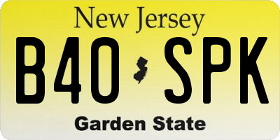 NJ license plate B40SPK