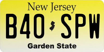 NJ license plate B40SPW