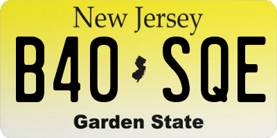 NJ license plate B40SQE