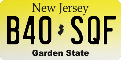 NJ license plate B40SQF