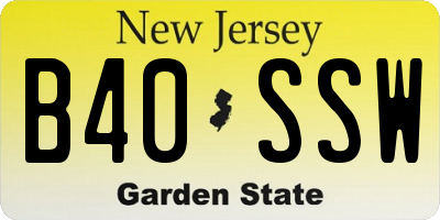 NJ license plate B40SSW