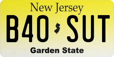 NJ license plate B40SUT
