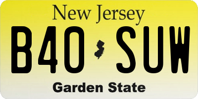 NJ license plate B40SUW
