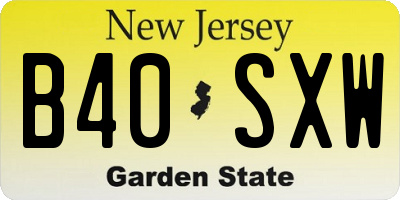 NJ license plate B40SXW