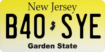 NJ license plate B40SYE