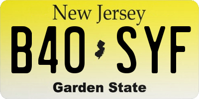 NJ license plate B40SYF