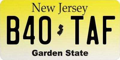NJ license plate B40TAF