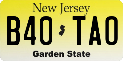 NJ license plate B40TAO