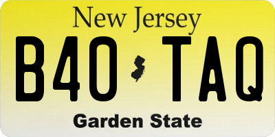 NJ license plate B40TAQ