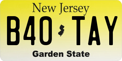 NJ license plate B40TAY