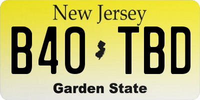 NJ license plate B40TBD