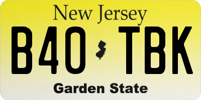 NJ license plate B40TBK