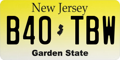 NJ license plate B40TBW