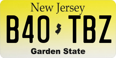 NJ license plate B40TBZ