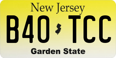 NJ license plate B40TCC