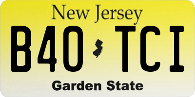 NJ license plate B40TCI