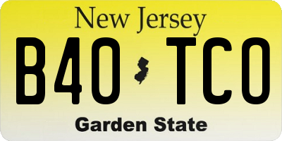 NJ license plate B40TCO