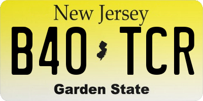 NJ license plate B40TCR