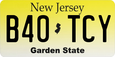 NJ license plate B40TCY