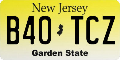 NJ license plate B40TCZ
