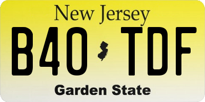NJ license plate B40TDF