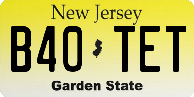 NJ license plate B40TET