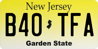 NJ license plate B40TFA