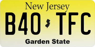NJ license plate B40TFC