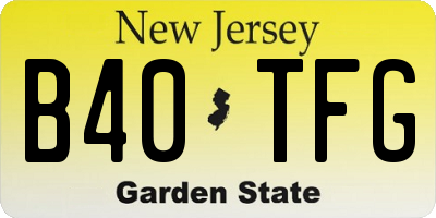 NJ license plate B40TFG