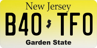 NJ license plate B40TFO