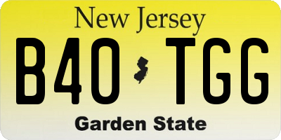 NJ license plate B40TGG