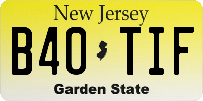 NJ license plate B40TIF
