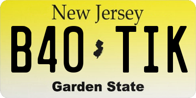 NJ license plate B40TIK