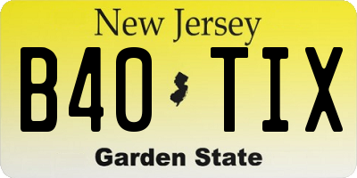 NJ license plate B40TIX