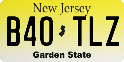 NJ license plate B40TLZ