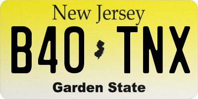 NJ license plate B40TNX