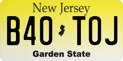 NJ license plate B40TOJ