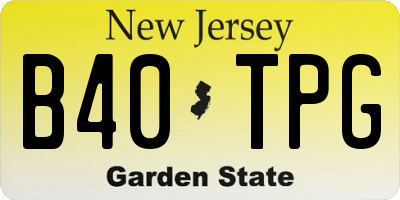 NJ license plate B40TPG