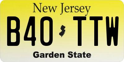 NJ license plate B40TTW