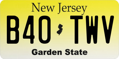 NJ license plate B40TWV