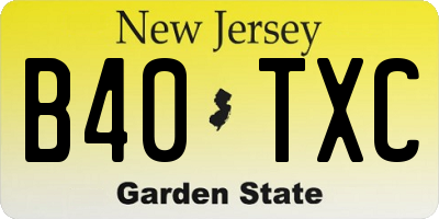 NJ license plate B40TXC