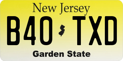 NJ license plate B40TXD