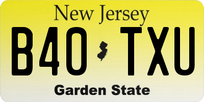 NJ license plate B40TXU