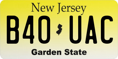 NJ license plate B40UAC