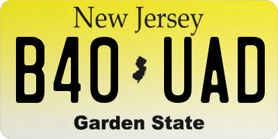 NJ license plate B40UAD